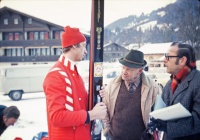 Lorenz Giovanelli, Mitte, mit Skispringer Walter Steiner, links Lorenz Giovanelli, Mitte, mit Skispringer Walter Steiner, links