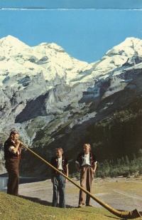 Lorenz Giovanelli am Alphorn, Ansichtskarte Lorenz Giovanelli am Alphorn, Ansichtskarte